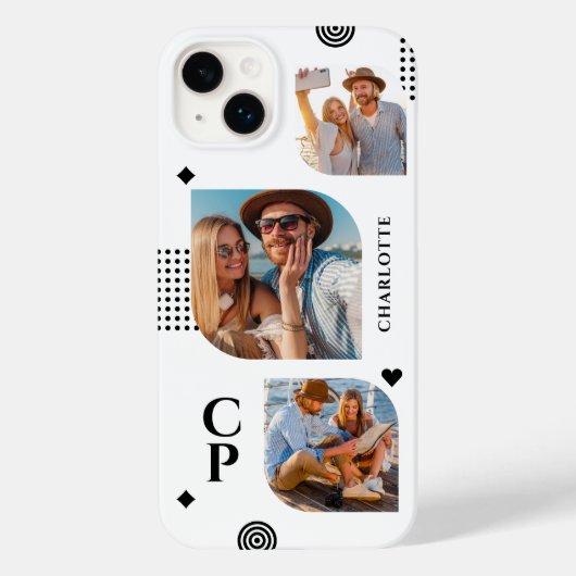 モノグラム 名前 3枚フォトコラージュ トレンディ モダン Case-Mate iPhoneケース (裏面)