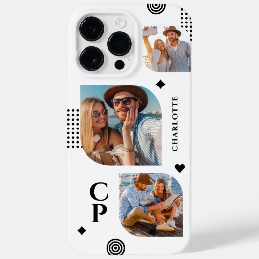 モノグラム 名前 3枚フォトコラージュ モダン おしゃれ Case-Mate iPhoneケース (裏面)