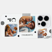 モノグラム 名前 3枚フォトコラージュ モダン おしゃれ Case-Mate iPhoneケース (裏面 (横))