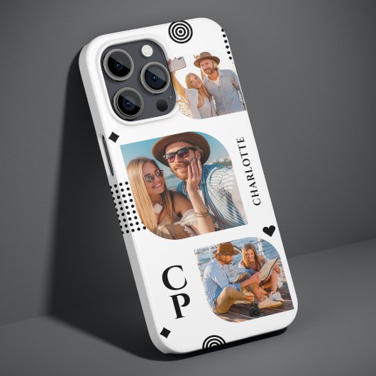モノグラム 名前 3枚フォトコラージュ モダン おしゃれ Case-Mate iPhoneケース