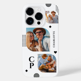モノグラム 名前 3枚フォトコラージュ モダン Case-Mate iPhone 14 PROケース