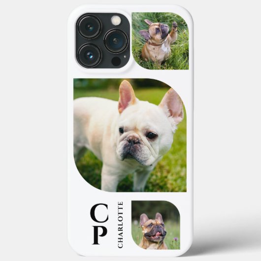 モノグラム 名前 3枚 フォトコラージュ シンプル モダン Case-Mate iPhoneケース (裏面)