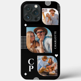 モノグラム 名前 3枚 フォトコラージュ トレンディ モダン iPhone 13 PRO MAXケース