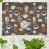 モノグラム 名前 Venti コーヒー ラバー キッチンタオル (折り畳み)