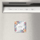 モノグラム 名 色とりどりの花枠 エレガント モダン マグネット (インサイチュ (食洗機))