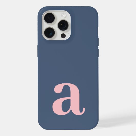 モノグラム 大文字 シンプルな青とピンク iPhoneケース (裏面)