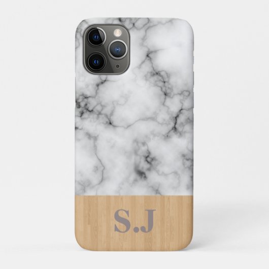 モノグラム 大理石と木の柄 Case-Mate iPhoneケース (裏)