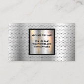 モノグラム | 大理石の穴あき金属の背景 名刺 (裏面)