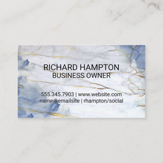 モノグラム |大理石の背景（青） 名刺 (裏面)