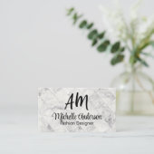 モノグラム |大理石タイルの背景 名刺 (スタンド正面)