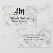 モノグラム |大理石タイルの背景 名刺 (正面/裏面)