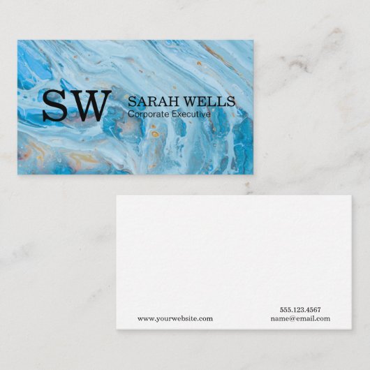 モノグラム |大理石(青) 名刺 (正面/裏面)