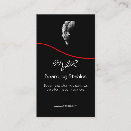 モノグラム、子馬のポートレート、赤いswoosh 名刺 (正面)