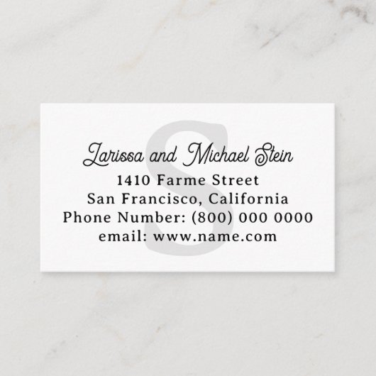 モノグラム 家族名と住所 白 エンクロージャーカード (正面)