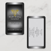 モノグラム、富の作戦のコンサルタント、金属一見 名刺 (正面/裏面)