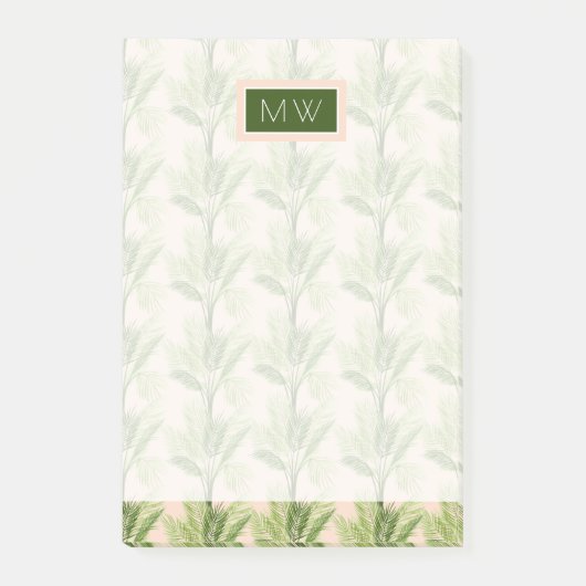 モノグラム |屋内オアシス |ヤシの木のパターン ポストイット (正面)