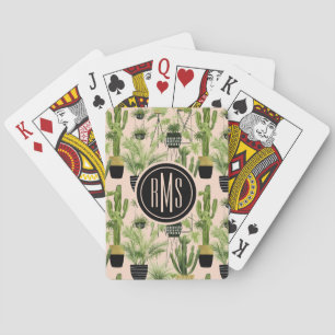 モノグラム 屋内オアシス 植物のラインアップパターン トランプ