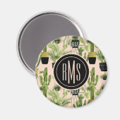 モノグラム |屋内オアシス |植物のラインアップパターン マグネット (正面/裏面)