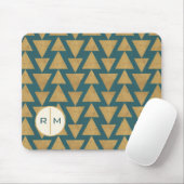 モノグラム|屋外のGeoのステップ|金ゴールド及び暗いティール(緑がかった色) Pat マウスパッド (マウス)