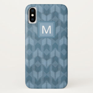 モノグラム 屋外のGeoのステップ 青い矢パターン iPhone X ケース