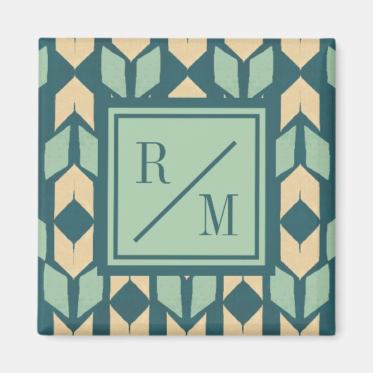 モノグラム |屋外ジオステップ |幾何学的ティール(緑がかった色)矢印 マグネット (正面)