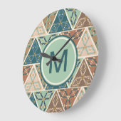 モノグラム |屋外ジオステップ |幾何学的パターン ラージ壁時計 (傾斜)