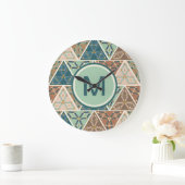 モノグラム |屋外ジオステップ |幾何学的パターン ラージ壁時計 (ホーム)