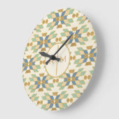 モノグラム|屋外測地図|部族のパターン ラージ壁時計 (傾斜)