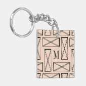 モノグラム |幾何学長方形Xデザイン キーホルダー (正面左)