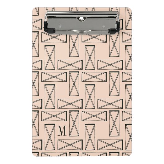 モノグラム |幾何学長方形Xデザイン ミニクリップボード (正面)