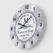 モノグラム、彼または彼女のための第85誕生日ギフト、 ラージ壁時計 (傾斜)