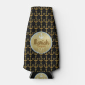 モノグラム、彼女を持つ航海のなボートの金いかり ボトルクーラー (正面)