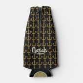 モノグラム、彼女を持つ航海のなボートの金いかり ボトルクーラー (裏面)