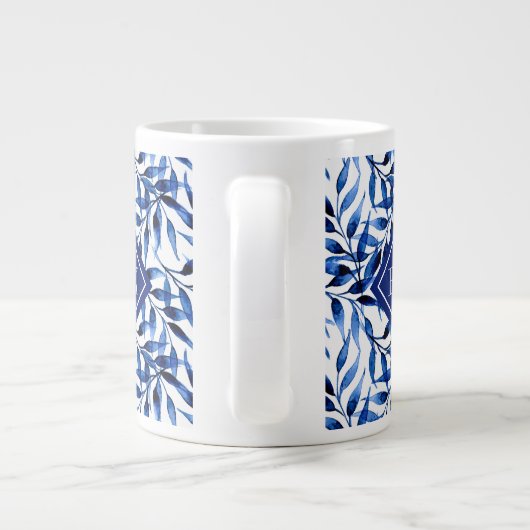 モノグラム|手水色のイ色彩の鮮やかンクパターン ジャンボコーヒーマグカップ (裏面)