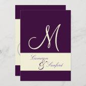 モノグラム/招待状/プラム/クリーム 招待状 (正面/裏面)