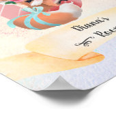 モノグラム 文字 D 赤ちゃんキツネの女の子 ピンクのベビー部屋 装飾 ポスター (角)