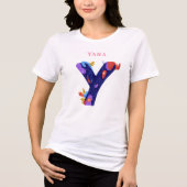 モノグラム – 文字Yカラフルと芸術的誕生日 トライブレンドＴシャツ (正面)