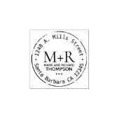 モノグラム、新郎新婦の名前、アドレス付きの姓 ラバースタンプ (インプリント)