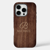 モノグラム 木目材質 パーソナライズドネーム Case-Mate iPhoneケース (裏面)