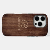 モノグラム 木目材質 パーソナライズドネーム Case-Mate iPhoneケース (裏面 (横))
