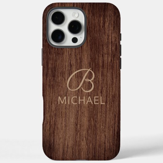 モノグラム 木目材質 パーソナライズドネーム Case-Mate iPhoneケース (裏面)