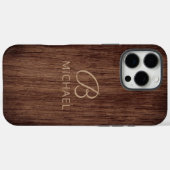モノグラム 木目材質 パーソナライズドネーム Case-Mate iPhoneケース (裏面 (横))