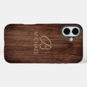 モノグラム 木目材質 パーソナライズネーム Case-Mate iPhoneケース (裏面 (横))