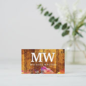 モノグラム |木製 |ブラシ付き水彩 名刺 (スタンド正面)