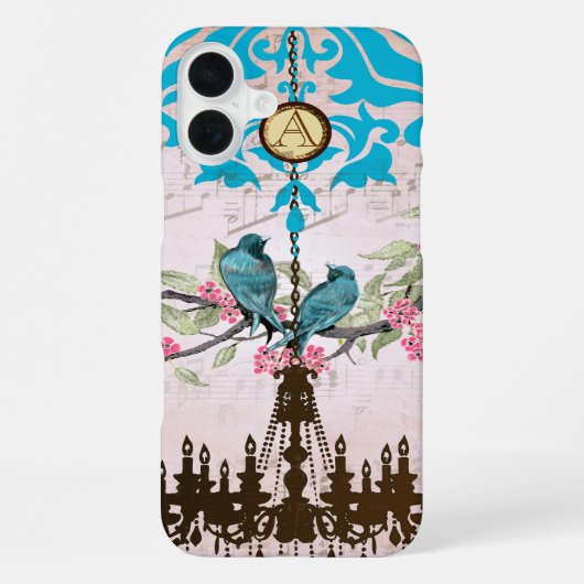 モノグラム 桜 鳥 シャンデリア iPhone iPhoneケース (裏面)