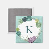 モノグラム |植物の幸せ |ハッピン買ズはPl マグネット (正面/裏面)