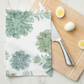 モノグラム |植物の幸せ |多肉性パターン キッチンタオル (四つ折り)