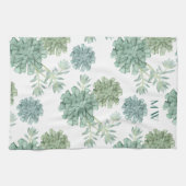 モノグラム |植物の幸せ |多肉性パターン キッチンタオル (横)