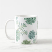モノグラム |植物の幸せ |多肉性パターン コーヒーマグカップ (左)