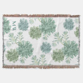 モノグラム |植物の幸せ |多肉性パターン スローブランケット (正面)